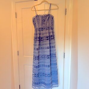 Light blue eyelet midi dress. Pic is hard to show color. Very pretty blue color